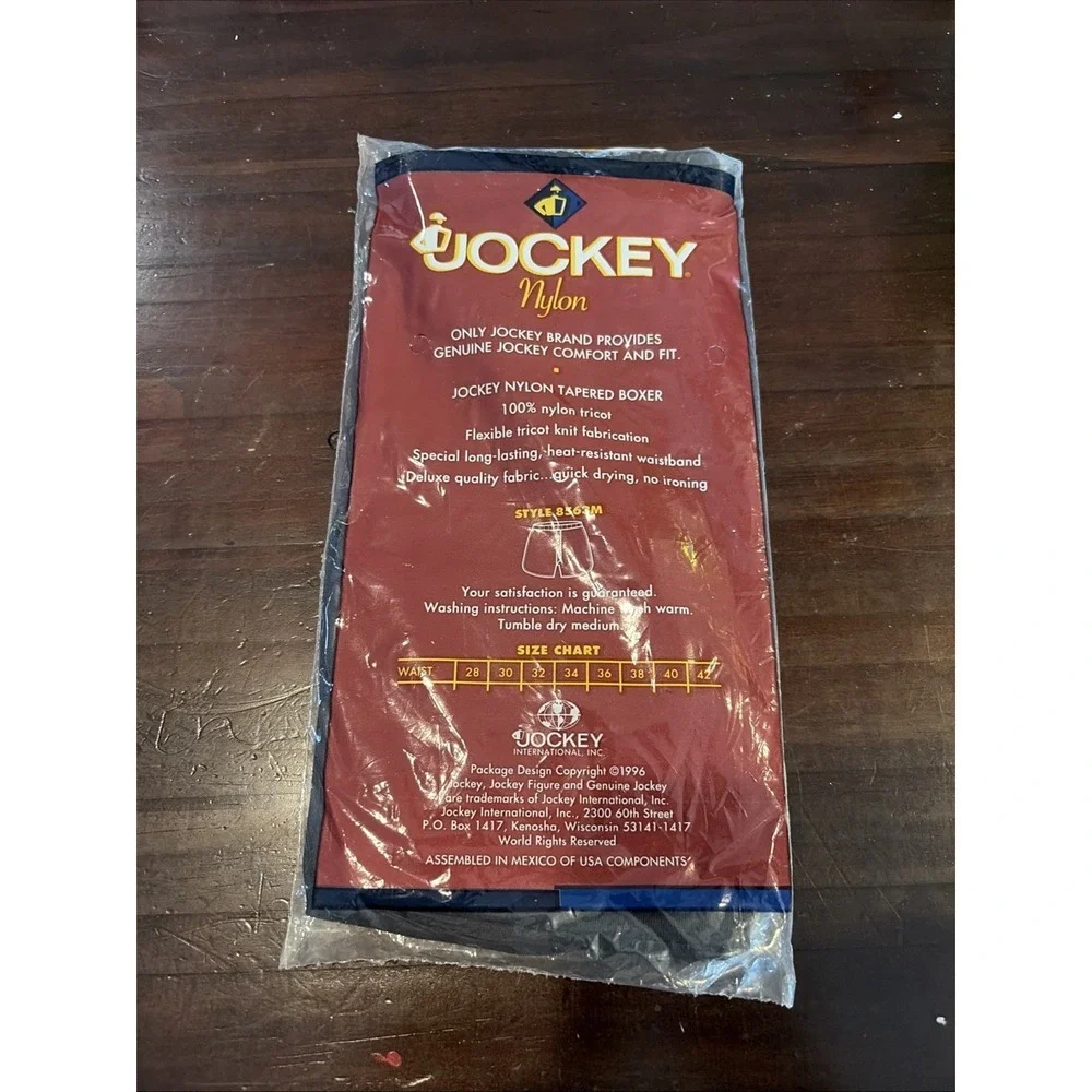 New Vtg 1996 JOCKEY Mens L Black Nylon Tapered Boxer Shorts Underwear OS (c6)